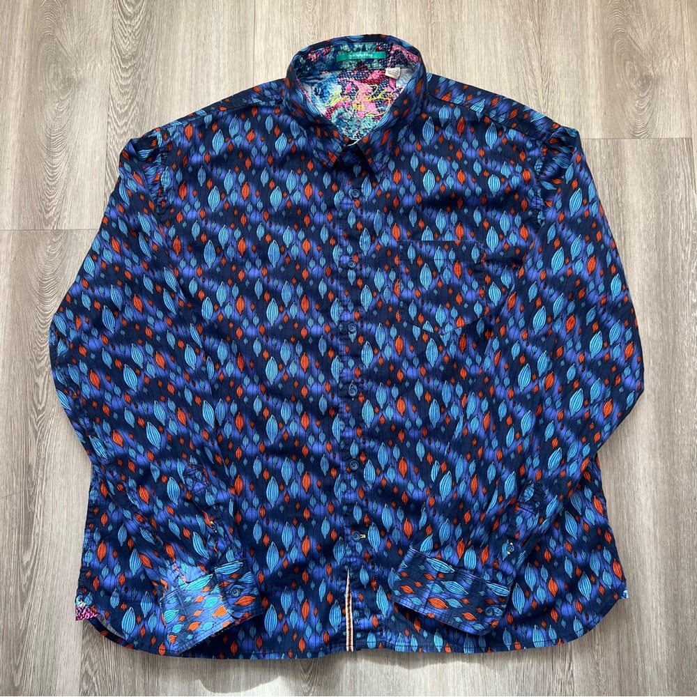 Elvis Presley Allover Print Peacock Pattern Men’s Casino Button Down Shirt XXL